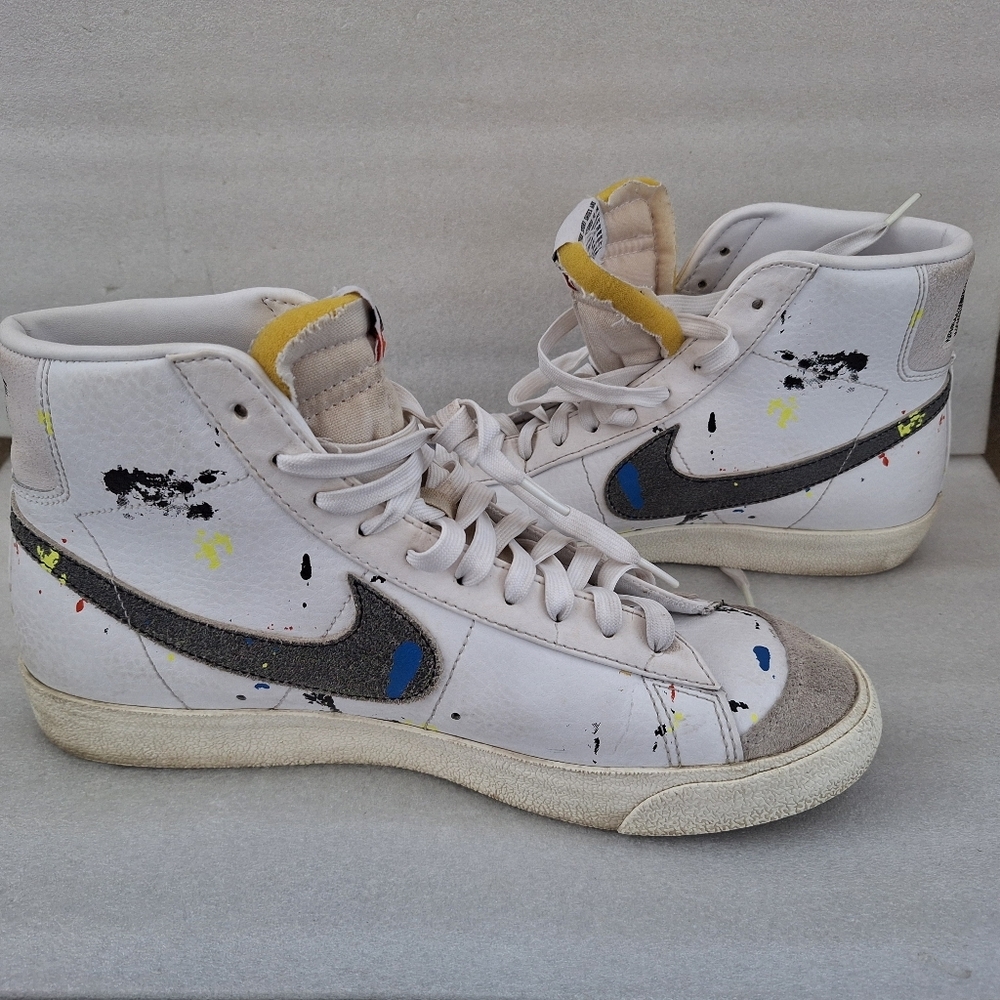 Nike Blazer Mid '77 Paint Splatter White Leather Men's 10.5